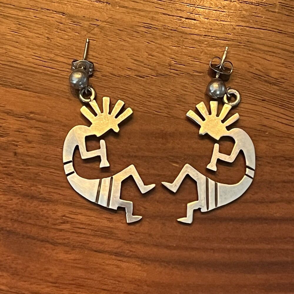 Sterling Silver Kokopelli Earrings Native American Southwestern Spirit Of‎ Music